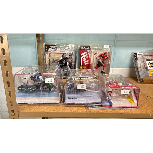 NHL ACTION FIGURES - CHRIS CHELIDS, BOBBY HULL, NIKOLAI KHABIBULIN, TOM THOMAS & ROBERTO LUONGO