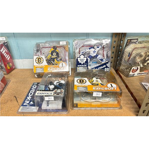 NHL ACTION FIGURES - ANDREW RAYCROFT, ED BELFOUR & ALEXANDER OVECHKIN