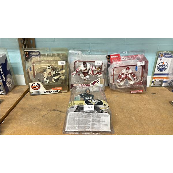 NHL ACTION FIGURES - CURTIS JOSEPH, CHRIS OSGOOD, EVGENI MALKIN & DOMINIK HASEK