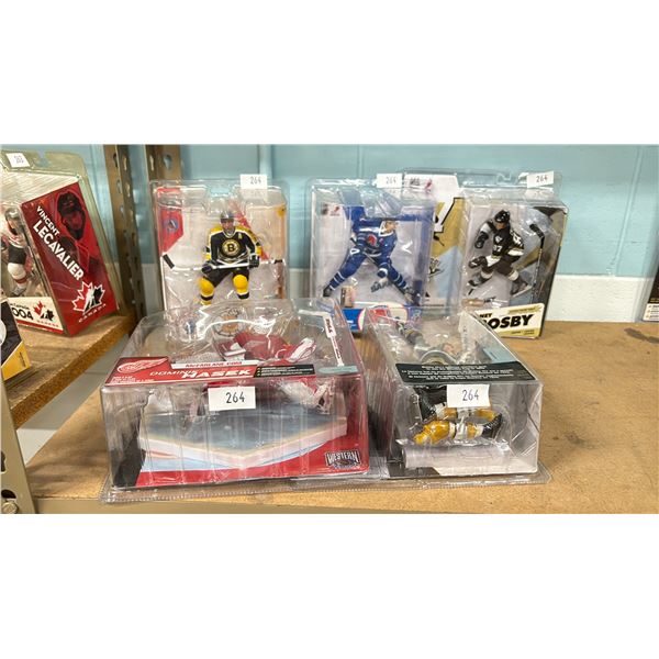 NHL ACTION FIGURES - CAM NEELY, JOE SAKIC, SIDNEY CROSBY, BOBBY ORR & DOMINIK HASEK
