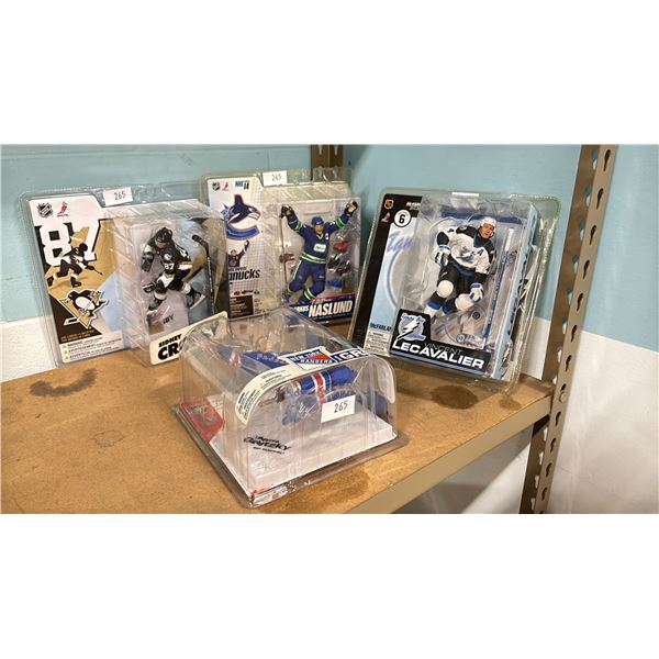 NHL ACTION FIGURES - SIDNEY CROSBY, VINCENT LECAVALIER, MARKUS NASLUND & WAYNE GRETZKY