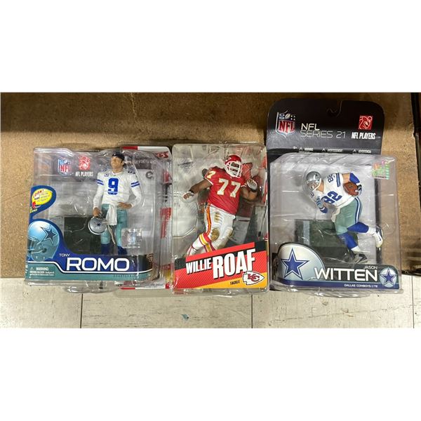 NFL ACTION FIGURES - TONY ROMO, WILLIE ROAF & JASON WITTEN