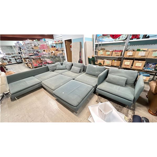 TEAL COUCH - APPROX. 13'W X 9.5'D X 28"H