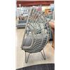 Image 2 : RATTAN EGG CHAIR WITH GREY CUSHIONS