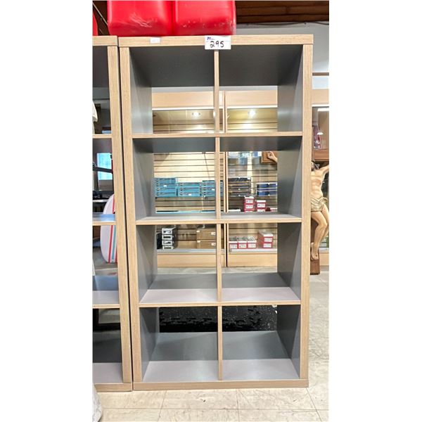 GREY 8 SECTION STORAGE SHELF - APPROX. 30 W X 15.5 D X 58 H