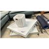 Image 1 : TWO WHITE TABLE TRAYS & A WHITE WASTE RECEPTACLE