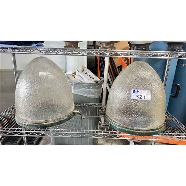 2 LARGE GLASS OUTDOOR LIGHT COVERS