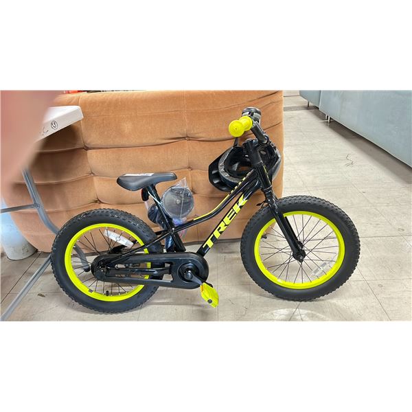 TREK PRECALIBER SINGLE SPEED CHILDRENS BIKE WITH HELMET & TRAINING WHEELS