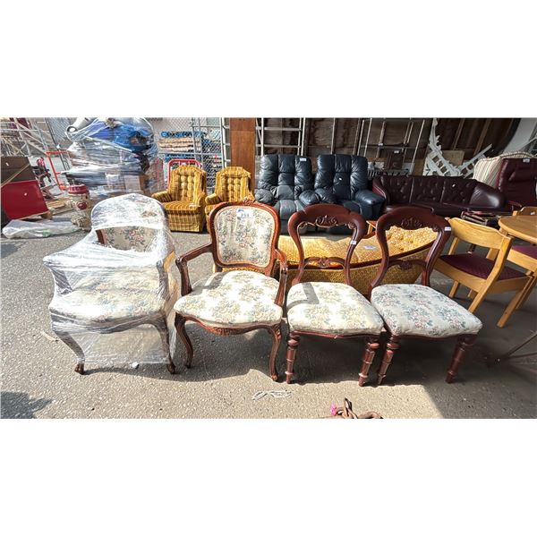 4 ANTIQUE CHAIRS - 2 WITH ARMS