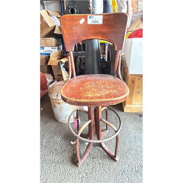 DARK WOODEN SWIVEL STOOL