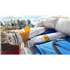 Image 4 : PALLET OF STORAGE LOCKER GOODS - SUITCASES, GROCERY CART, AREA RUGS, RECYCLING BIN, LEATHER BACK