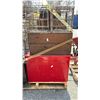 Image 4 : PALLET OF ANTIQUE GLASS RACKS, GLASS MILK JARS, WOODEN CRATES, METAL TOOL CHEST & MORE *MUST TAKE