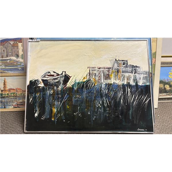 FRAMED 1977 PAINTING BY V. PETROVICH