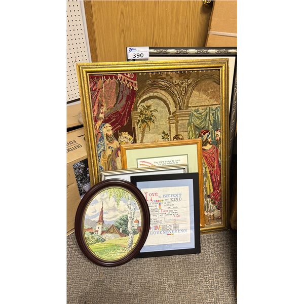 6 FRAMED NEEDLEWORK & EMBROIDERY ARTWORKS