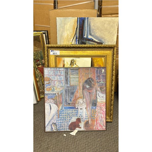 4 ASSORTED FRAMED PAINTINGS: 2 ARE SIGNED