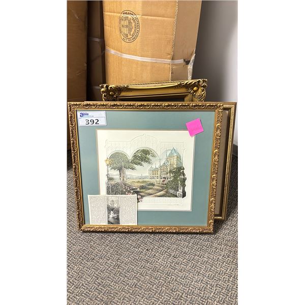 FRAMED LITHOGRAPH & 2 FRAMED PAINTINGS: SIGNED
