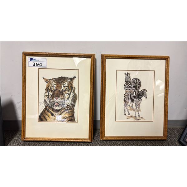(2) FRAMED ANIMAL PAINTINGS BY SALLY HEWITT