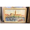 Image 2 : (2) FRAMED ARCHITECTURAL PAINTINGS: ONE BEHIND GLASS