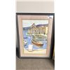 Image 3 : (2) FRAMED ARCHITECTURAL PAINTINGS: ONE BEHIND GLASS