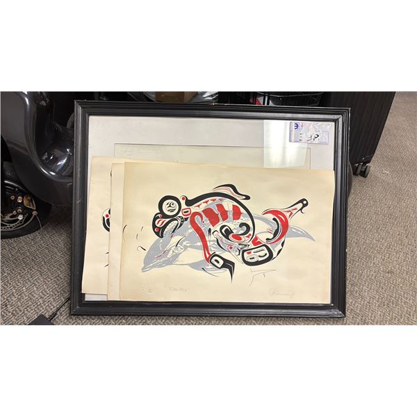 (1) FRAMED & (4) UNFRAMED FIRST NATIONS PRINTS