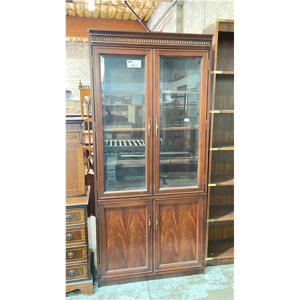 DARK WOODEN FOUR DOOR CHINA CABINET - APPROX. 36"W X 17"H X 78"H