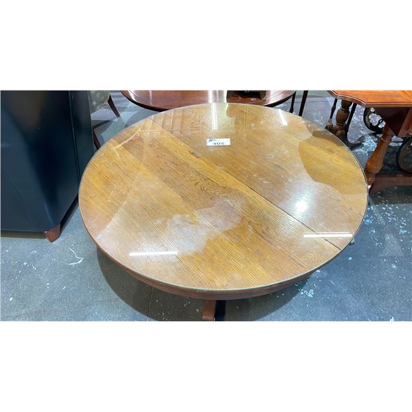 ROUND COFFEE TABLE WITH GLASS TOP - APPROX. 42" DIAMETER X  19.5"H