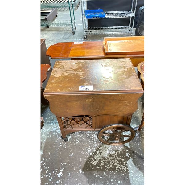 ANTIQUE ROLLING BAR CART