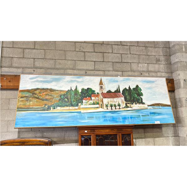 LARGE FRAMED OIL CANVAS PAINTING - APPROX. 119"W X 40"H