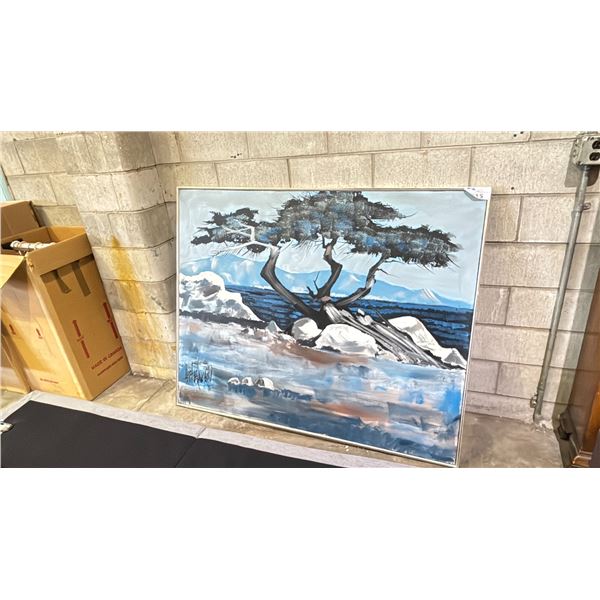 SIGNED FRAMED OIL CANVAS PAINTING - APPROX. 61"W X 50"H