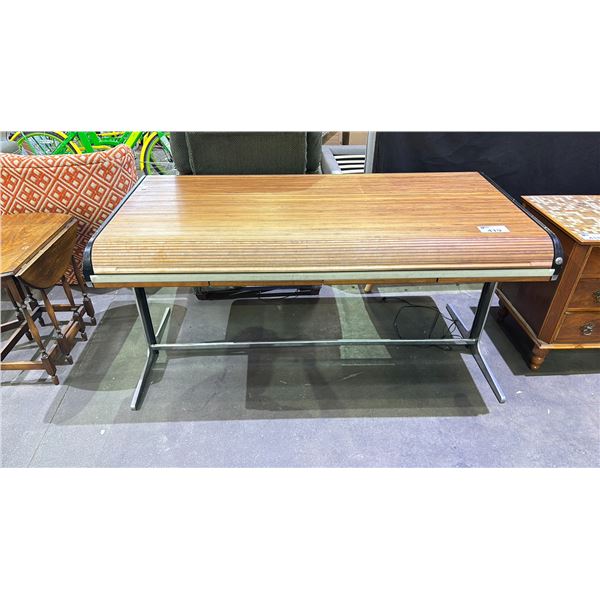 MID CENTURY ROLL TOP DESK - APPROX. 64 W X 32 D X 32 H