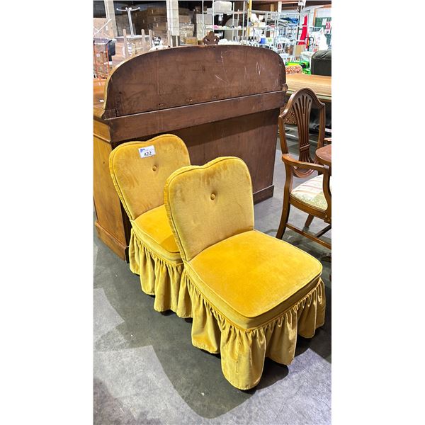 TWO YELLOW UPHOLSTERED CHAIRS