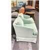 Image 3 : TWO GREEN UPHOLSTERED ARMCHAIRS