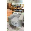 Image 1 : GREY ARMCHAIR WITH PULL OUT OTTOMAN