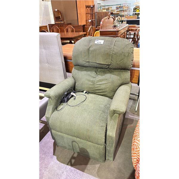 GREEN POWER RECLINER *WORKING CONDITION UNKNOWN*