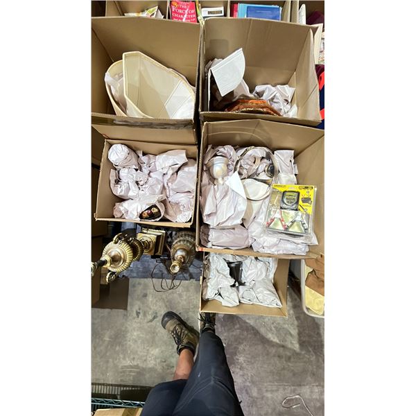 PALLET OF GLASSWARE, LAMPS WITH SHADES, MUGS, CREAMERS, DECOR & MORE *MUST TAKE ALL ON PALLET*