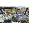 Image 1 : SHELF OF ANTIQUE DECOR, CANDLE HOLDERS, & WOOL SWEATER