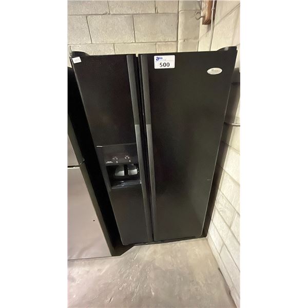 WHIRLPOOL BLACK FRENCH DOOR 33"W REFRIGERATOR WITH WATER & ICE DISPENSER