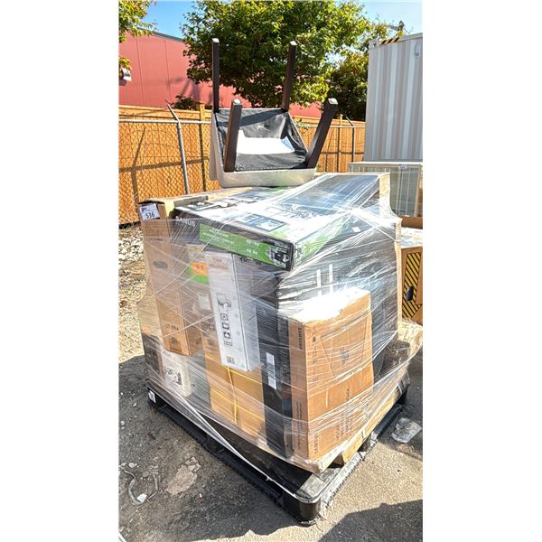 PALLET OF TV WALL MOUNTS, FURNITURE, ION SPEAKER & MORE *MUST TAKE ALL ON PALLET/ WORKING