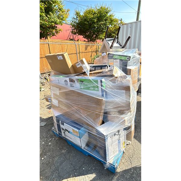 PALLET OF COMPONENT WALL SHELF, ELECTRIC FIREPLACE, ACER MONITOR & MORE - *UNKNOWN WORKING