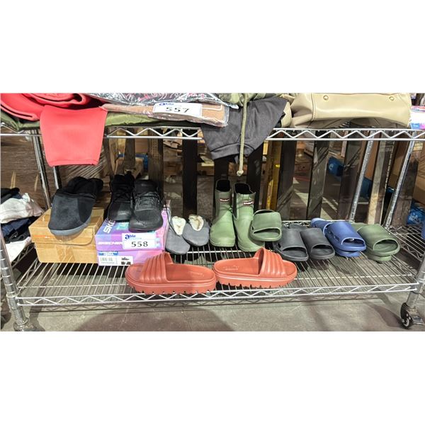 SHELF OF ASSORTED FOOTWEAR: SIZE 7, 7.5 & SMALL