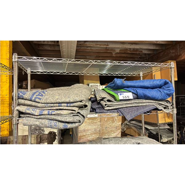SHELF OF SHIPPING BLANKETS