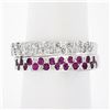 Image 1 : NEW 14K Gold 0.85 ctw Pave Pink Sapphire & Diamond Dual Stack Look Wavy Band Rin