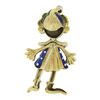 Image 4 : Vintage Martin 18K Gold 0.32 ctw Ruby Detailed Enamel Girl Clown Pin Brooch
