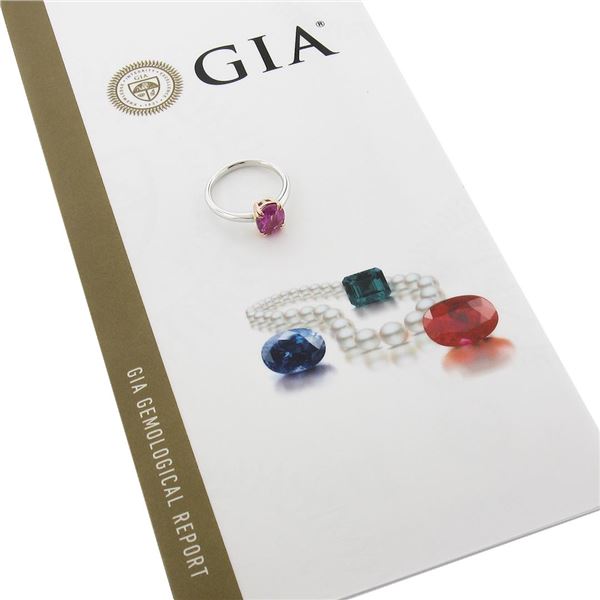 Platinum 14k Rose Gold 2.13 ctw GIA Madagascar Oval Pink Sapphire Solitaire Ring