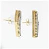 Image 4 : Vintage 18k Yellow Gold White Rectangular Rough Finish Agate Geometric Earrings