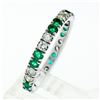 Image 9 : 14K White Gold 1.40 ctw Round Shared Prong Diamond & Emerald Eternity Band Ring