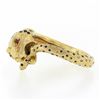 Image 4 : Vintage 18k Gold Ruby Eyes Detailed Blue Enamel Dot Spotted Leopard Serpent Ring