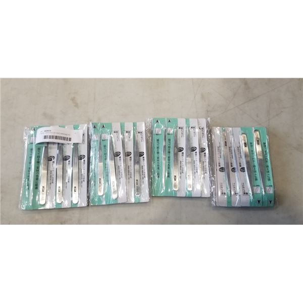 4 NEW 12PACKS OF ANTI-MAGNETIC STAINLESS TWEEZERS