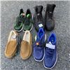 Image 1 : 4 PAIRS OF SIZE 10 FOOTWEAR RUNNING SHOES, SLIPPERS AND WATERPROOF BOOTS