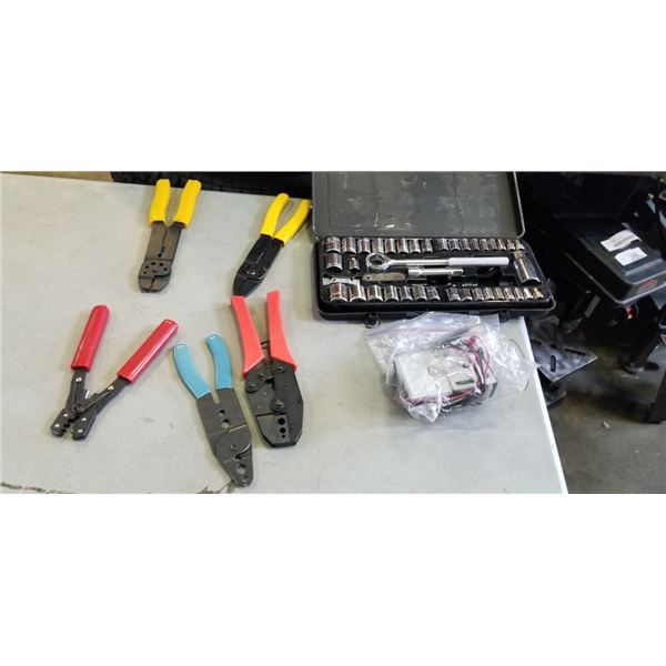 SOCKET SET, WIRE STRIPPERS AND CRIMPERS